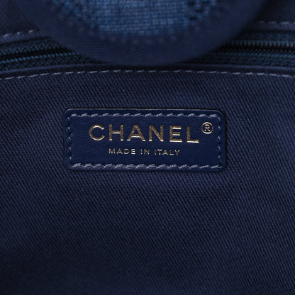 Chanel Mixed Fibers Striped Medium Deauville Tote Navy Blue 6 of 10