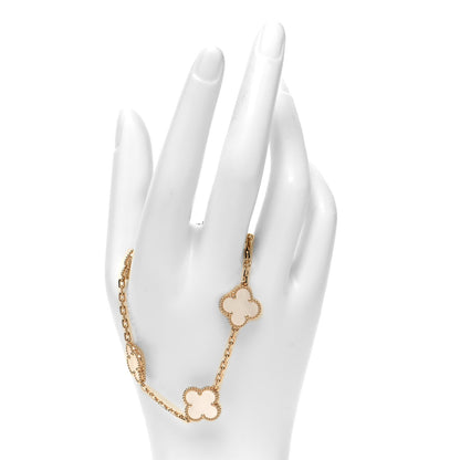 Van Cleef & Arpels 18K Yellow Gold Mother of Pearl 5 Motifs Vintage Alhambra Bracelet 2 of 6