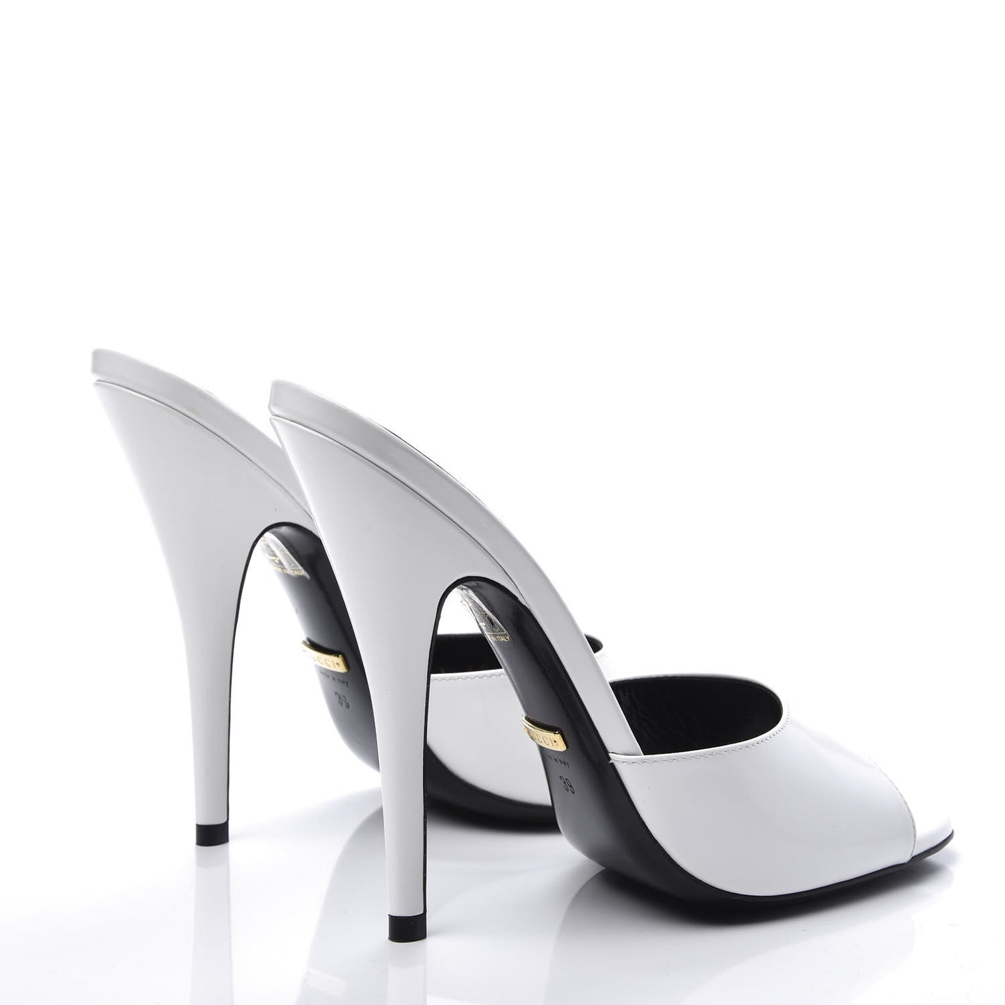 Polished Calfskin Scarlet High Heel Slide Sandals 39 Great White