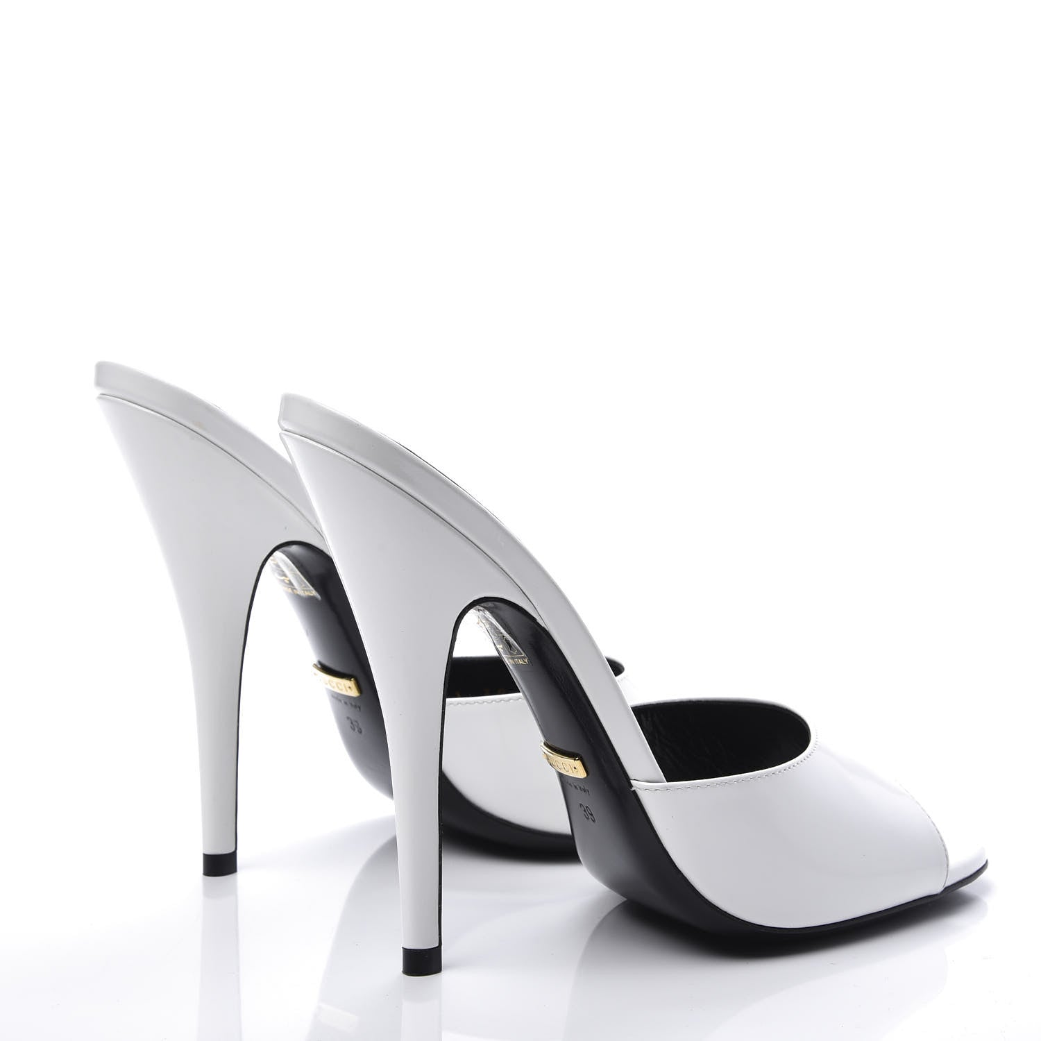 Gucci Polished Calfskin Scarlet High Heel Slide Sandals 39 Great White 4 of 12