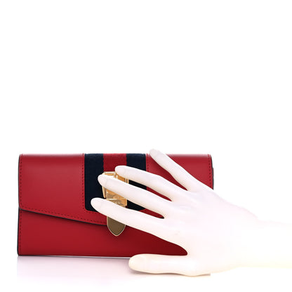Gucci Calfskin Sylvie Continental Wallet Hibiscus Red 2 of 10