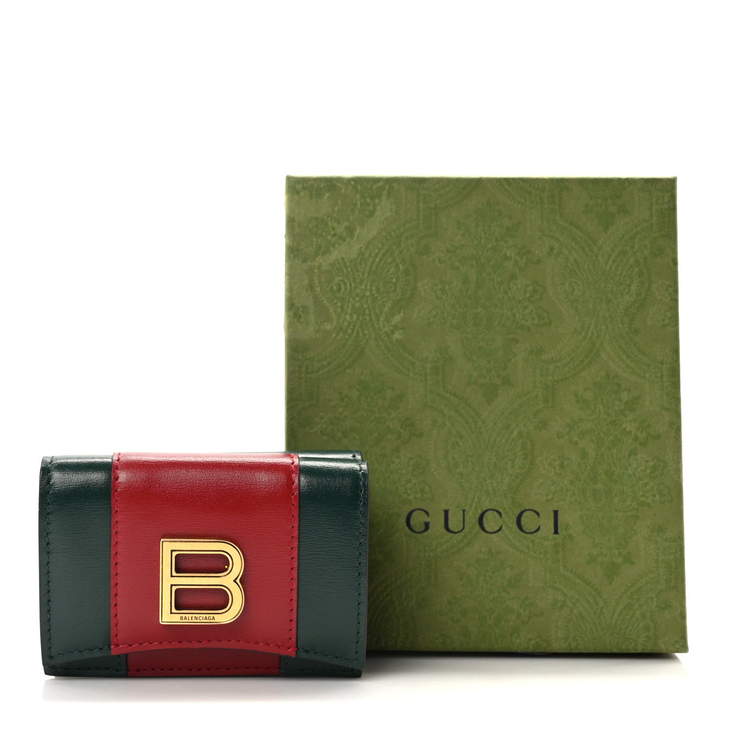 Gucci X Balenciaga Calfskin Web Card Case Wallet Beige Ebony 7 of 7