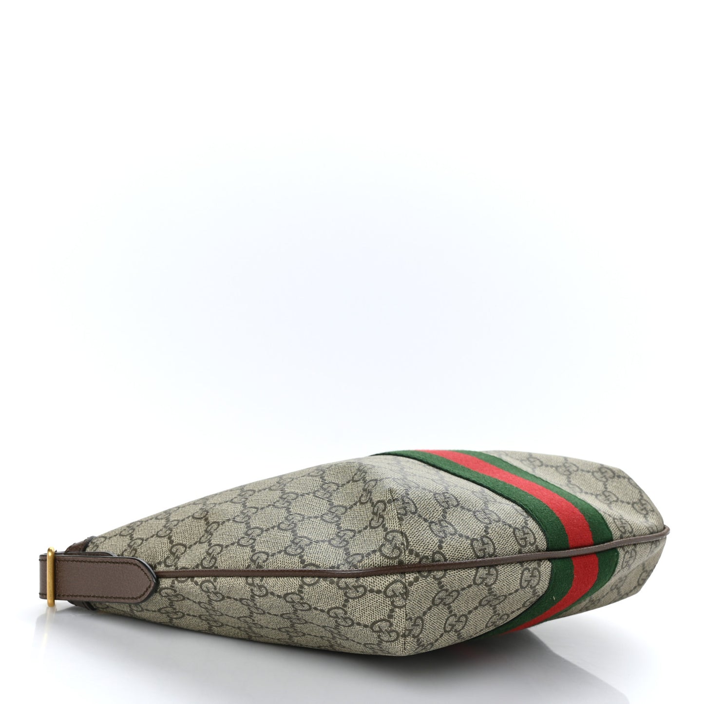 GG Supreme Monogram Web Small Ophidia Half Moon Hobo Brown