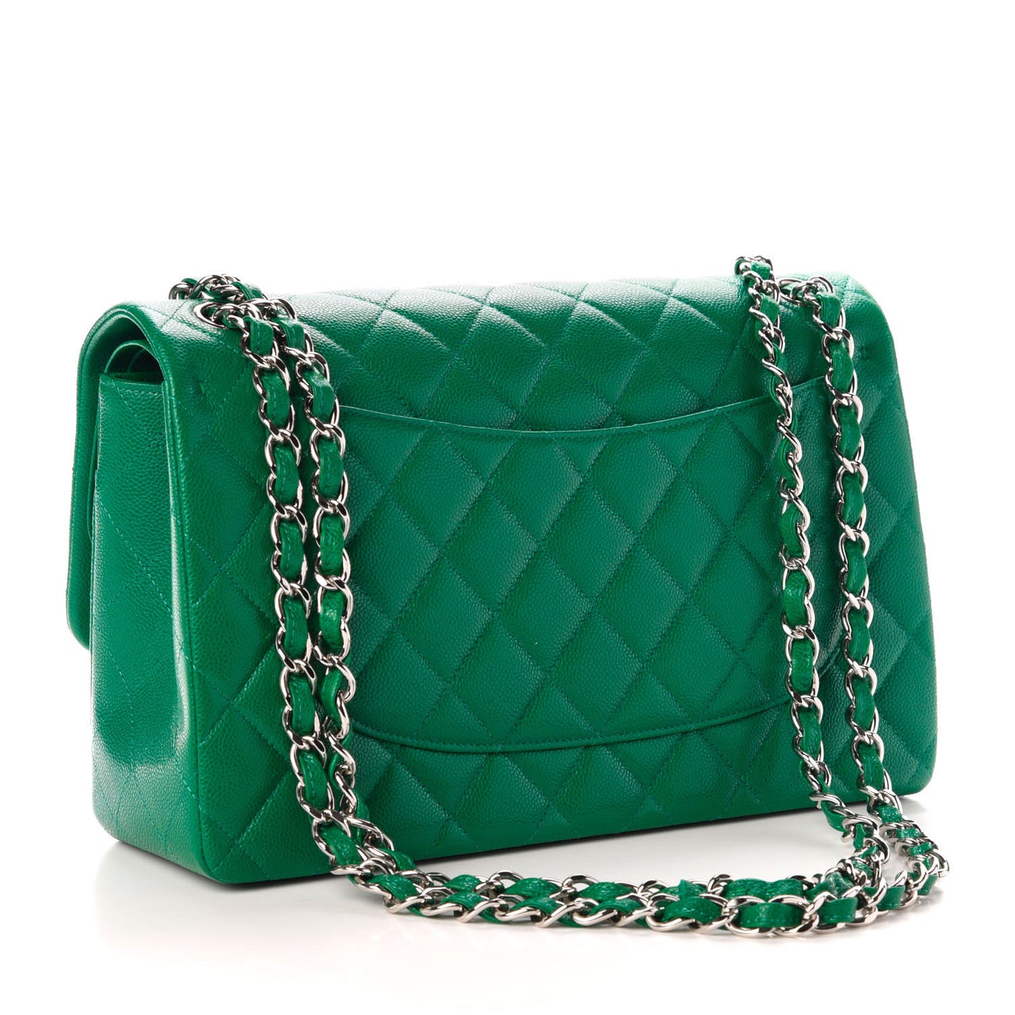 Caviar Quilted Jumbo Double Flap Green