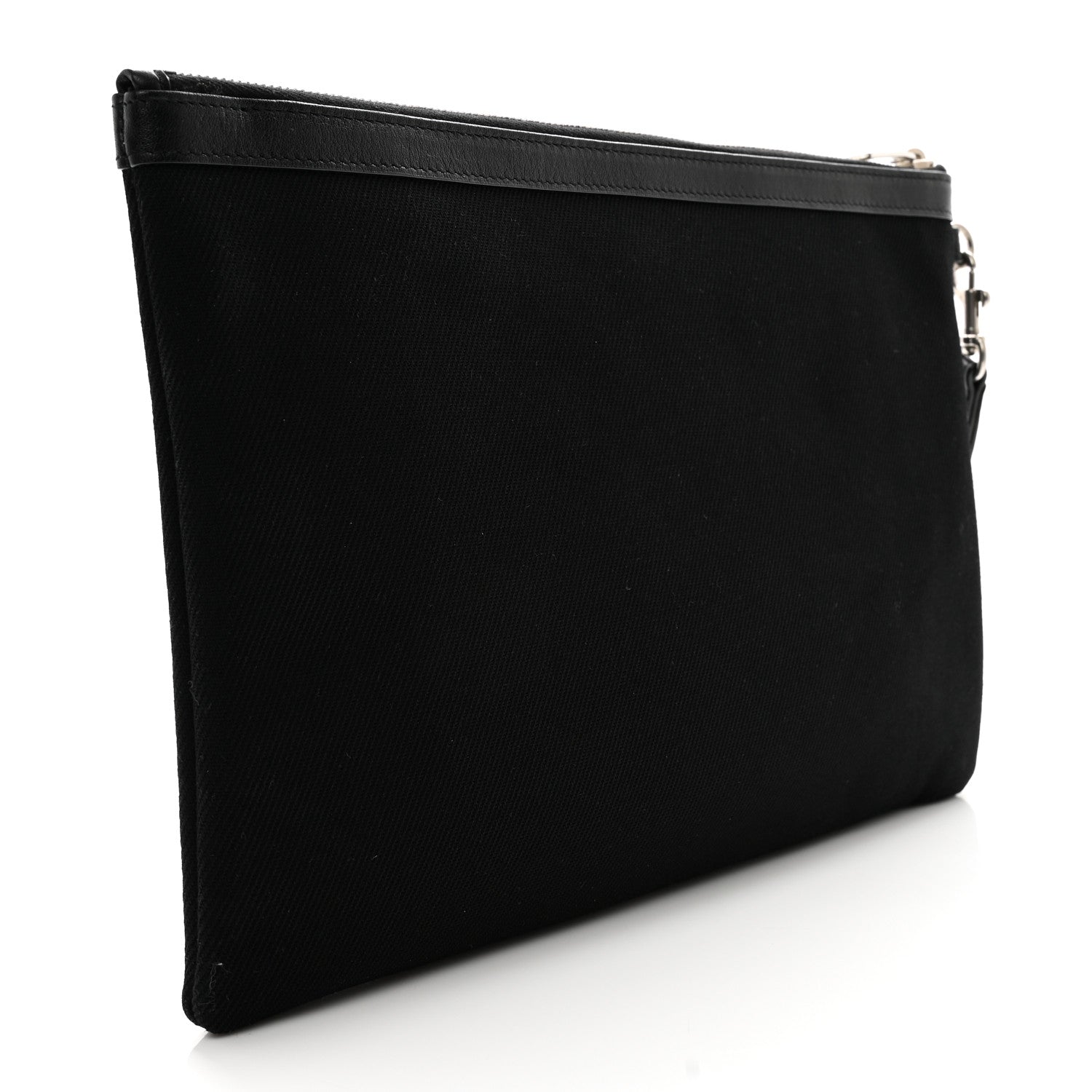 Saint Laurent Linen Canvas Rive Gauche Zipped Pouch Black 3 of 7