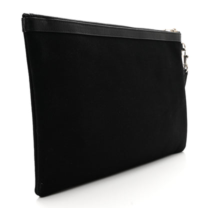 Saint Laurent Linen Canvas Rive Gauche Zipped Pouch Black 3 of 7
