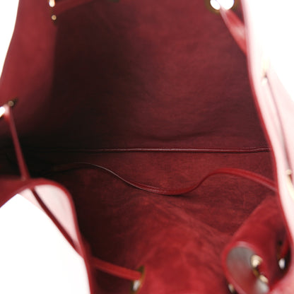 Saint Laurent Smooth Calfskin Paris VII Large Flat Hobo Red 6 of 12