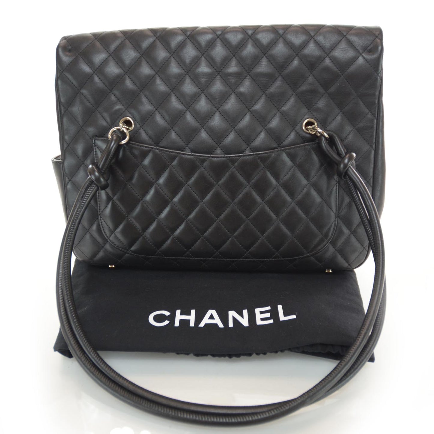 Calfskin Quilted Large Cambon Flap Black White