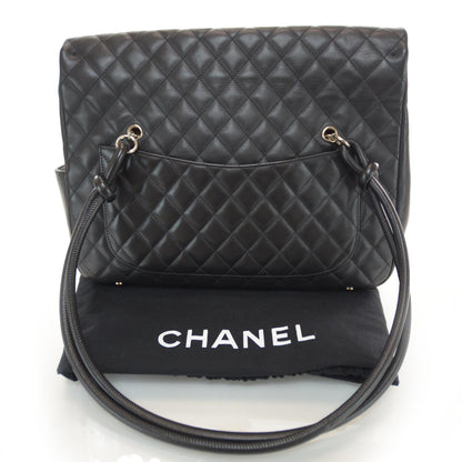 Chanel Calfskin Quilted Large Cambon Flap Black White 3 of 11