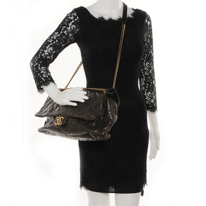 Chanel Crumpled Grained Calfskin Maxi Shiva Flap Khaki 2 of 9
