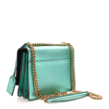 Saint Laurent Metallic Calfskin Small Monogram Sunset Chlorophille 2 of 9