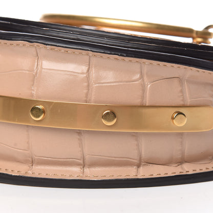 Chloe Calfskin Crocodile Embossed Small Nile Bracelet Minaudiere Bag Nut 11 of 11