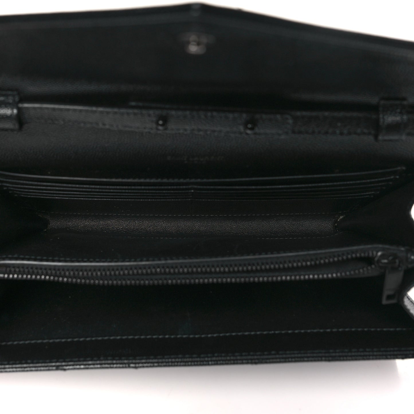 Grain De Poudre Matelasse Chevron Monogram Monochrome Chain Wallet Black