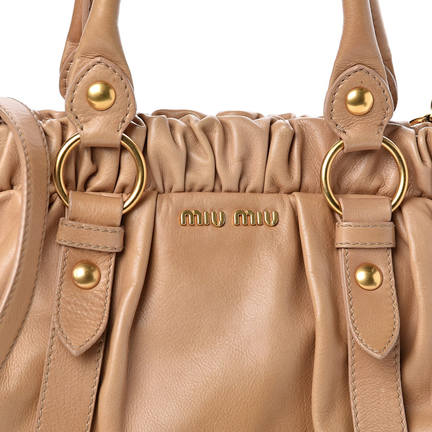 Vitello Lux Gathered Shopper Tote Beige