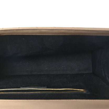 Saint Laurent Grain De Poudre Matelasse Chevron Large Monogram Satchel Dark Beige 5 of 11