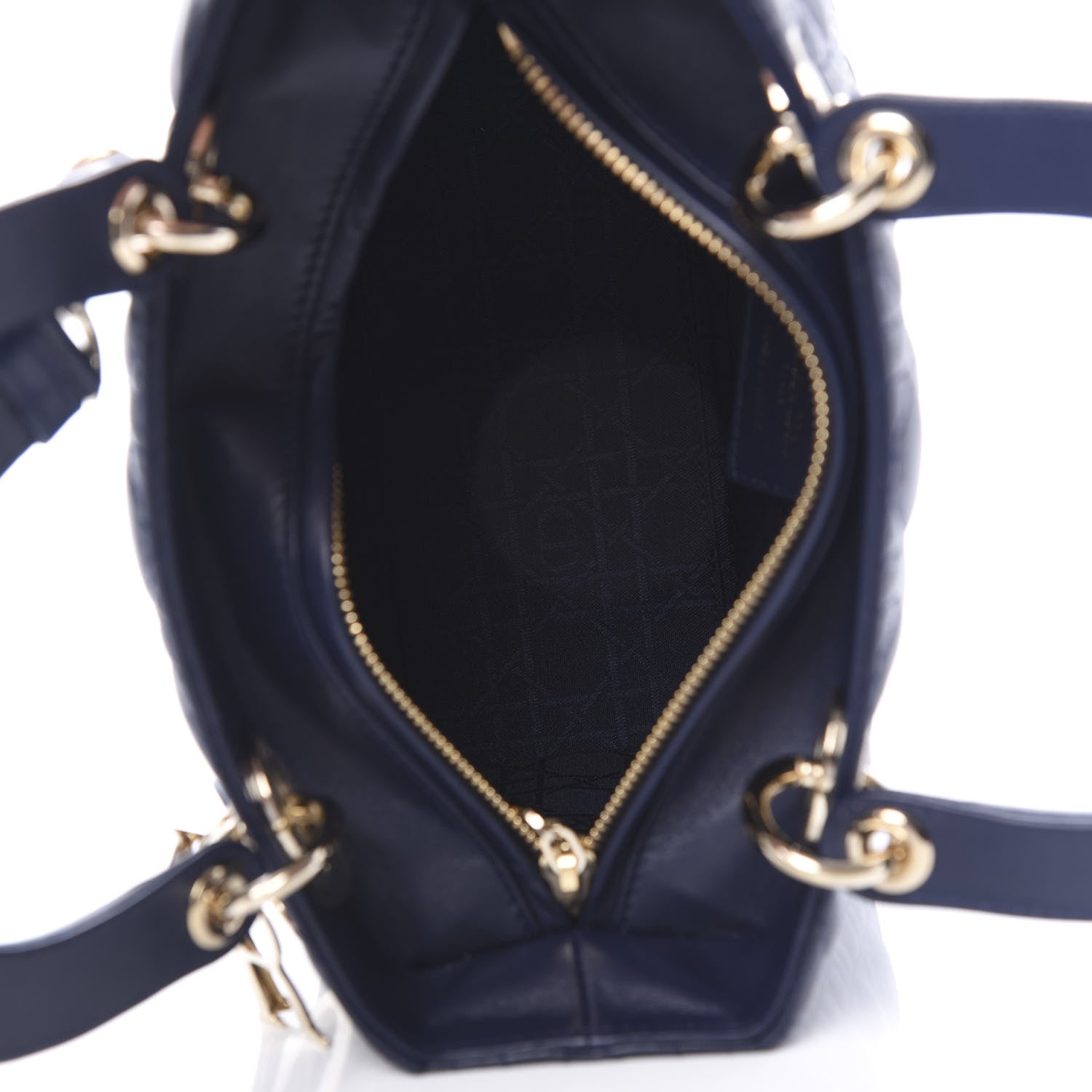 Christian Dior Lambskin Cannage Medium Lady Dior Navy Blue 6 of 13
