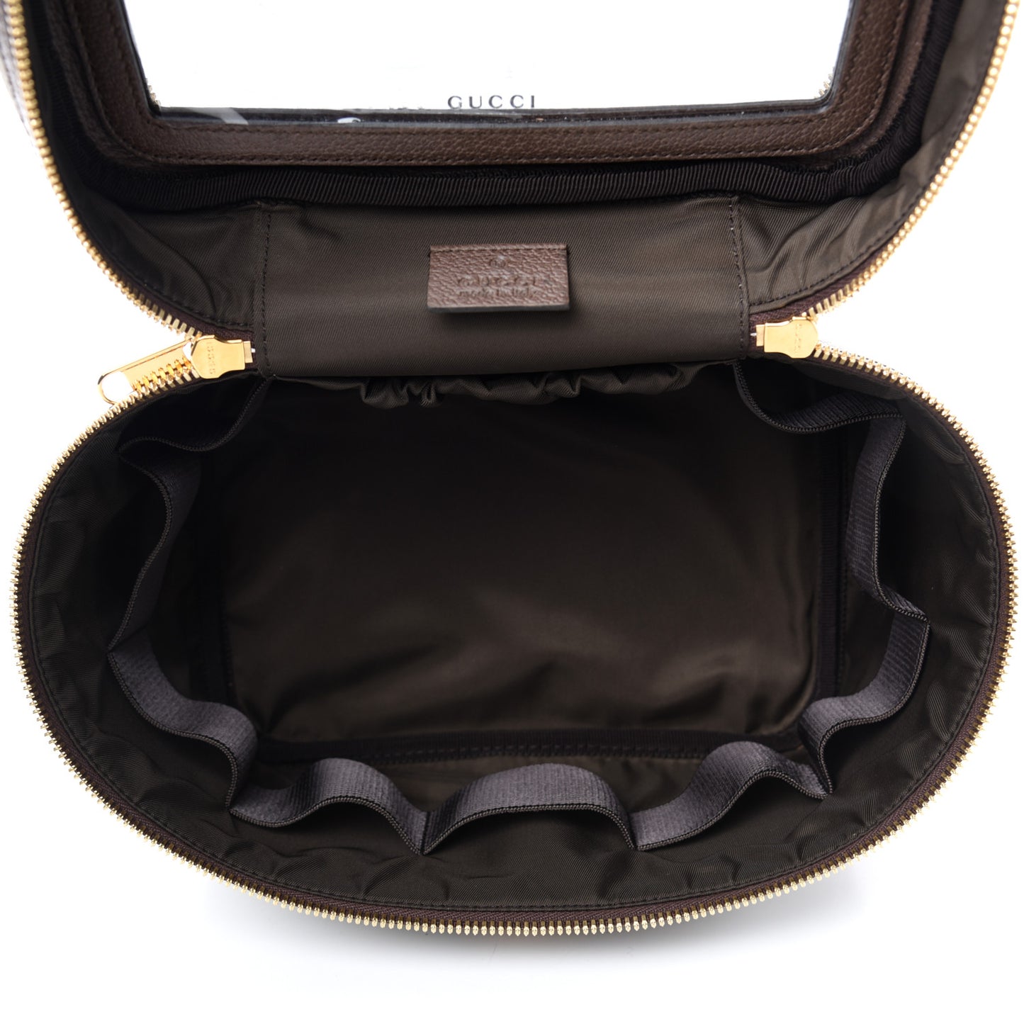 GG Supreme Monogram Textured Calfskin Web Small Ophidia Vanity Cosmetic Case Beige Ebony New Acero