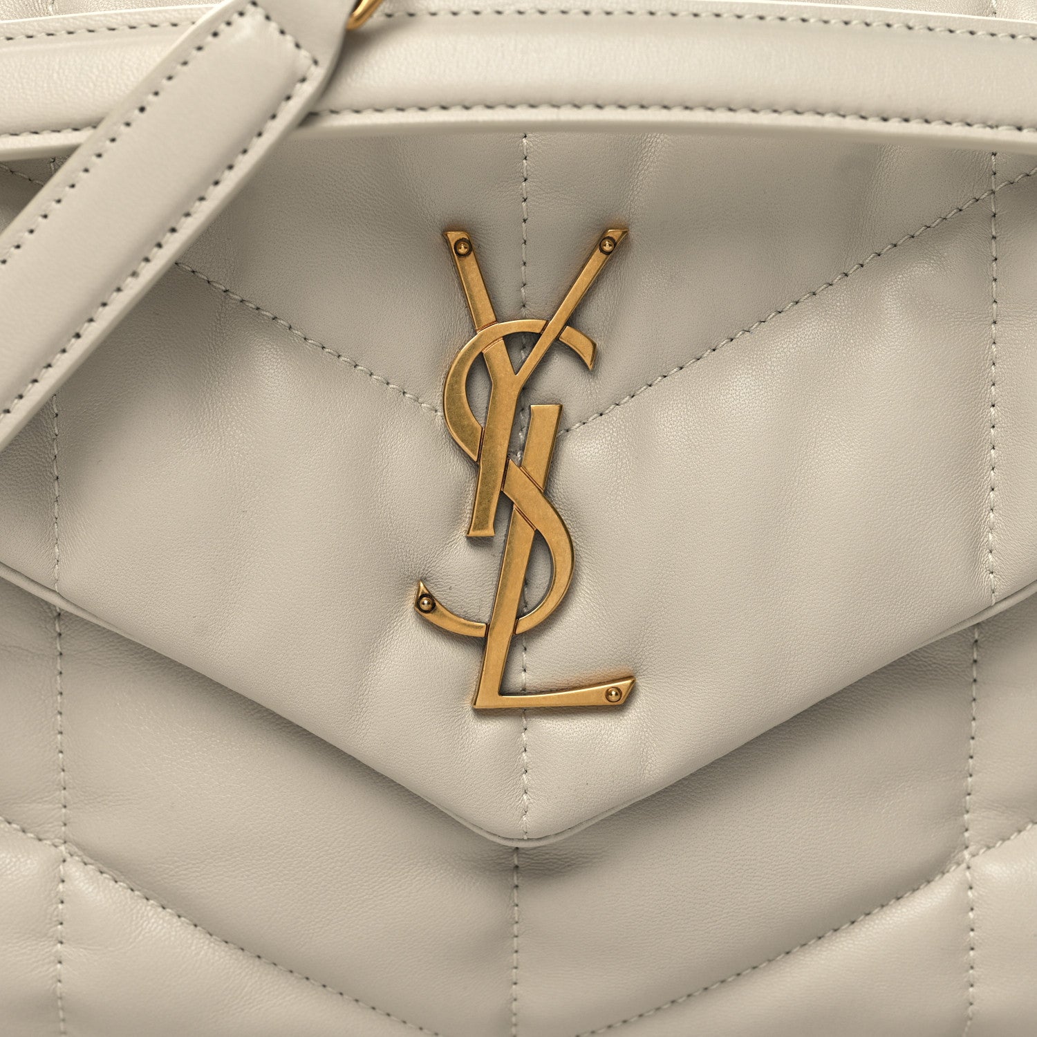 Saint Laurent Lambskin Quilted Small Loulou Puffer Monogram Chain Satchel Crema Soft 8 of 10