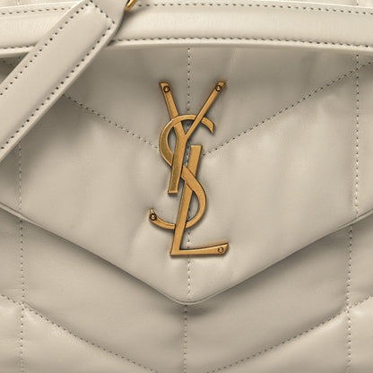 Saint Laurent Lambskin Quilted Small Loulou Puffer Monogram Chain Satchel Crema Soft 8 of 10