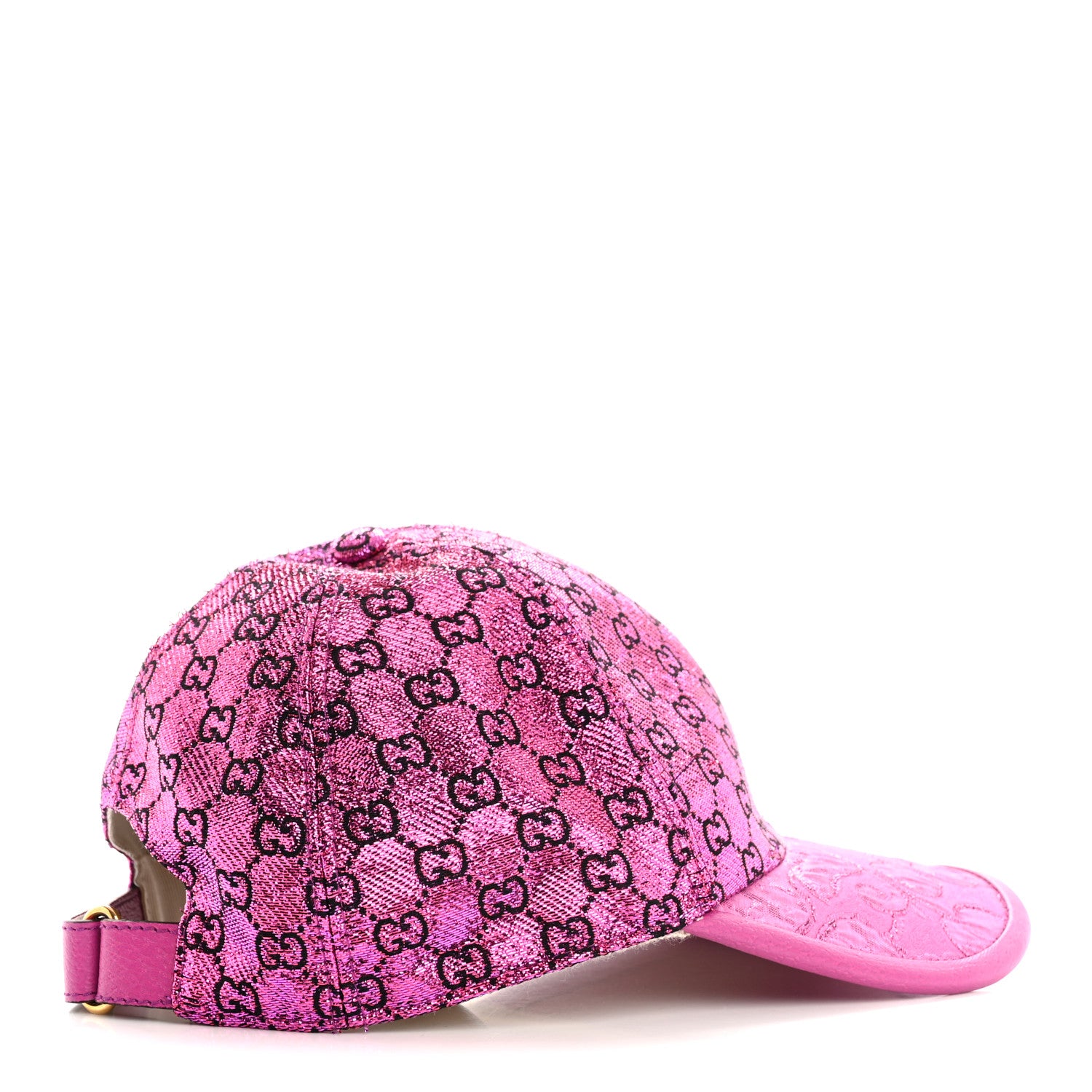 Gucci Silk Blend Jacquard Monogram Santa Barbara Baseball Hat M Fuxia Black 6 of 13