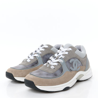 Chanel Fabric Suede Calfskin CC Sneakers 39 Grey Beige 4 of 10