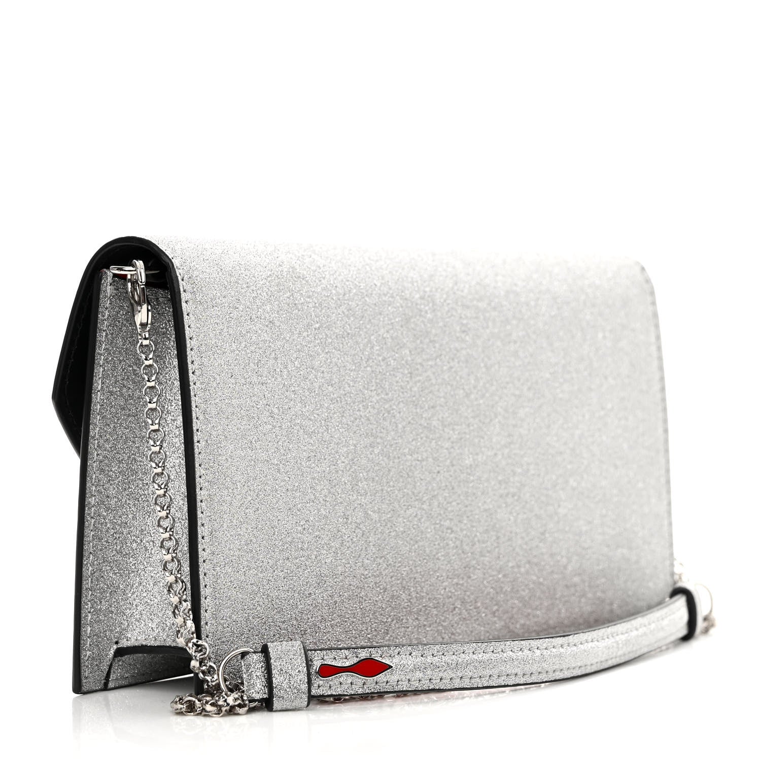 Christian Louboutin Glitter Calfskin Loubi54 Crossbody Clutch Silver 3 of 13