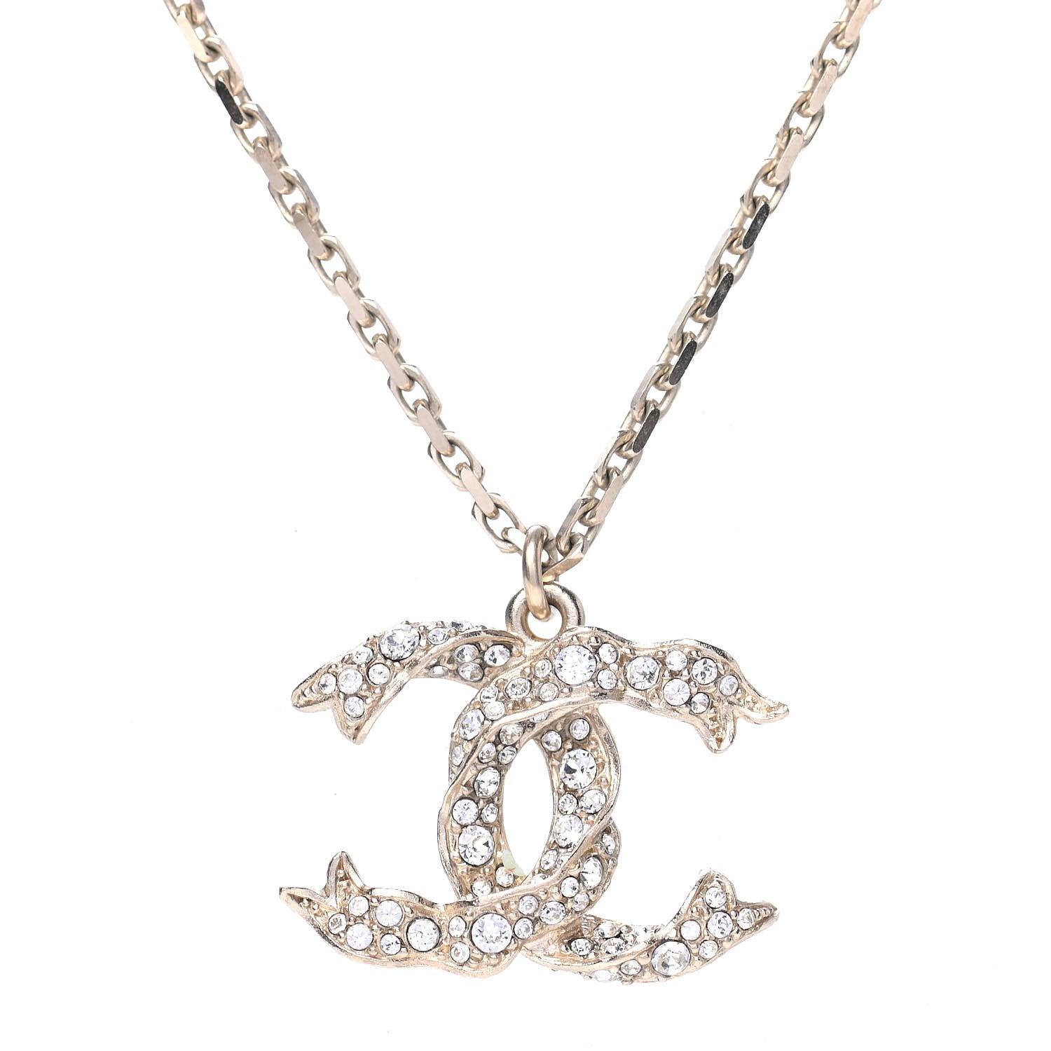 Chanel Crystal CC Pendant Necklace Gold 3 of 4