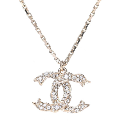 Chanel Crystal CC Pendant Necklace Gold 3 of 4