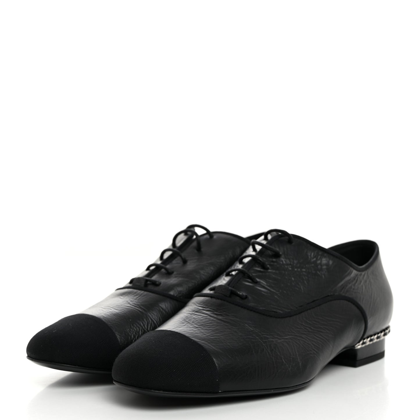 Crumpled Calfskin Womens CC Cap Toe Lace Up Oxfords 36 Black