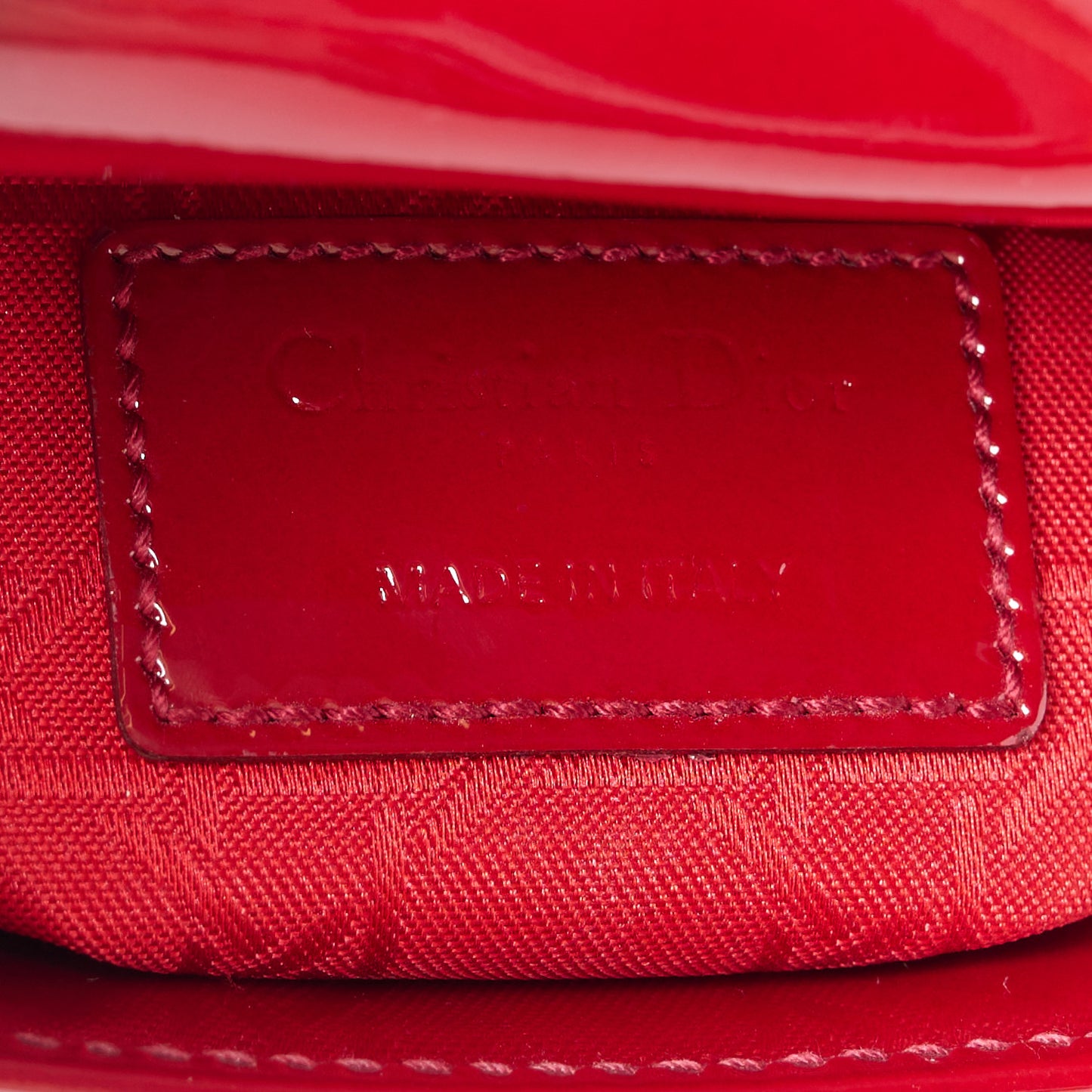 Patent Cannage Mini Lady Dior Red