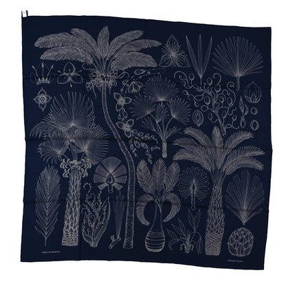 Hermes Cashmere Silk Index Palmarum Finesse Shawl 140 Marine White 1 of 4