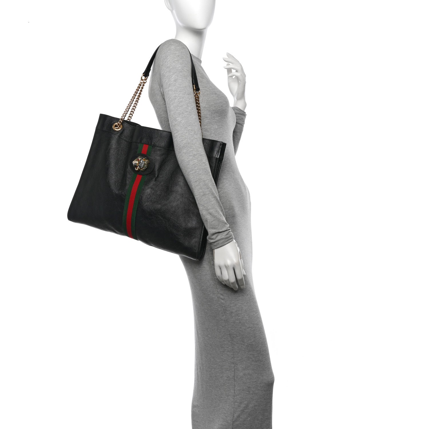 Gucci Calfskin Large Rajah Chain Tote Black 2 of 11