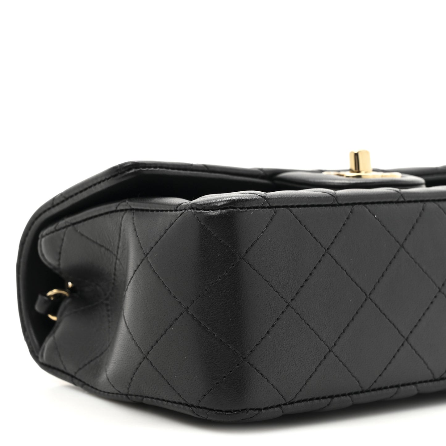 Lambskin Quilted Mini Rectangular Flap Black