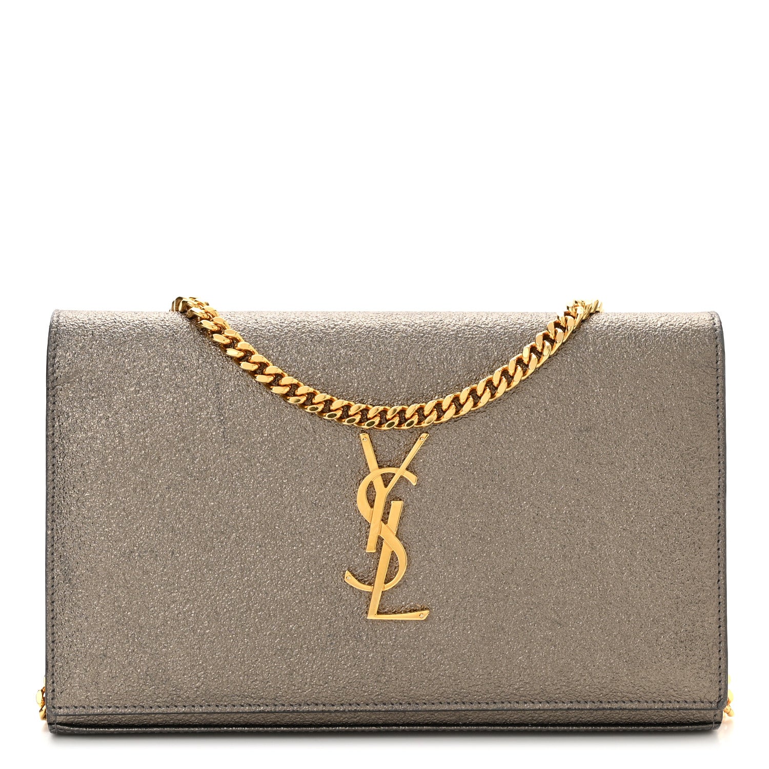 Saint Laurent Grained Metallic Calfskin Monogram Chain Wallet Bronze 1 of 8