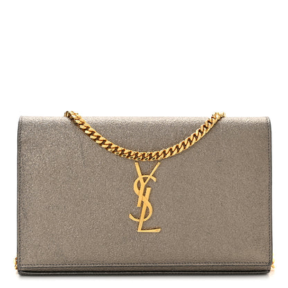Saint Laurent Grained Metallic Calfskin Monogram Chain Wallet Bronze 1 of 8