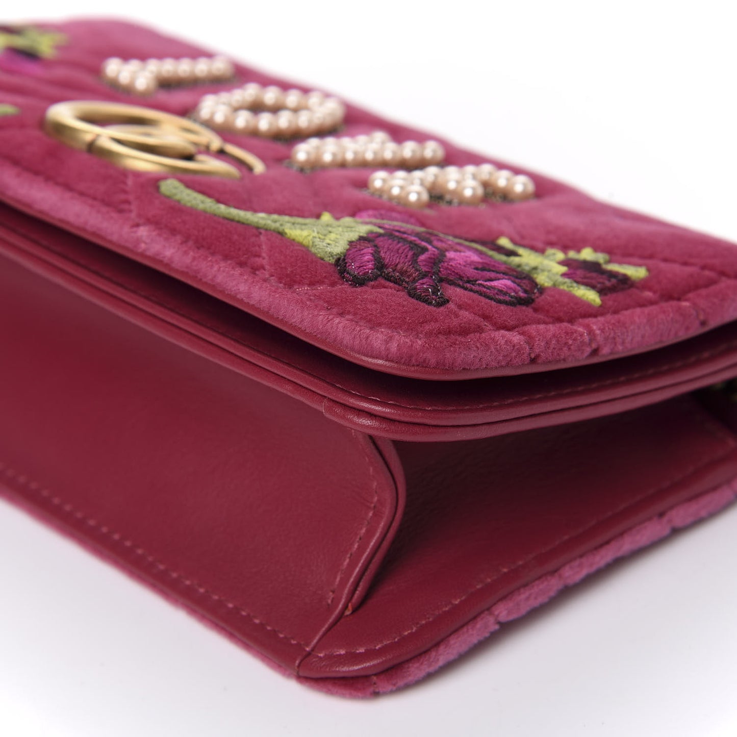 Velvet Matelasse Love Embroidered GG Marmont Mini Bag Light Raspberry Rose