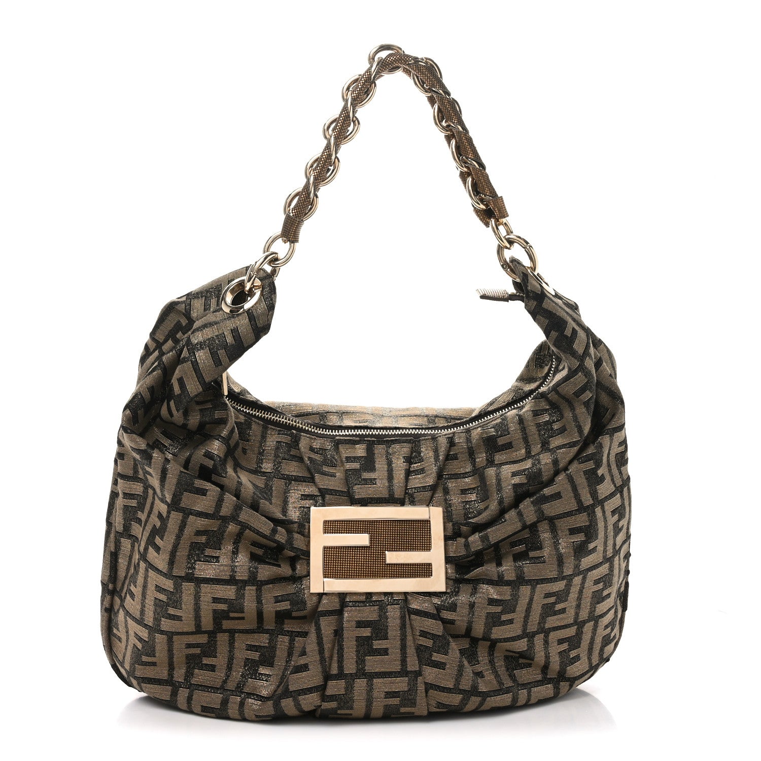 Fendi Metallic Lurex Zucca Mia Tote Bronze 1 of 11