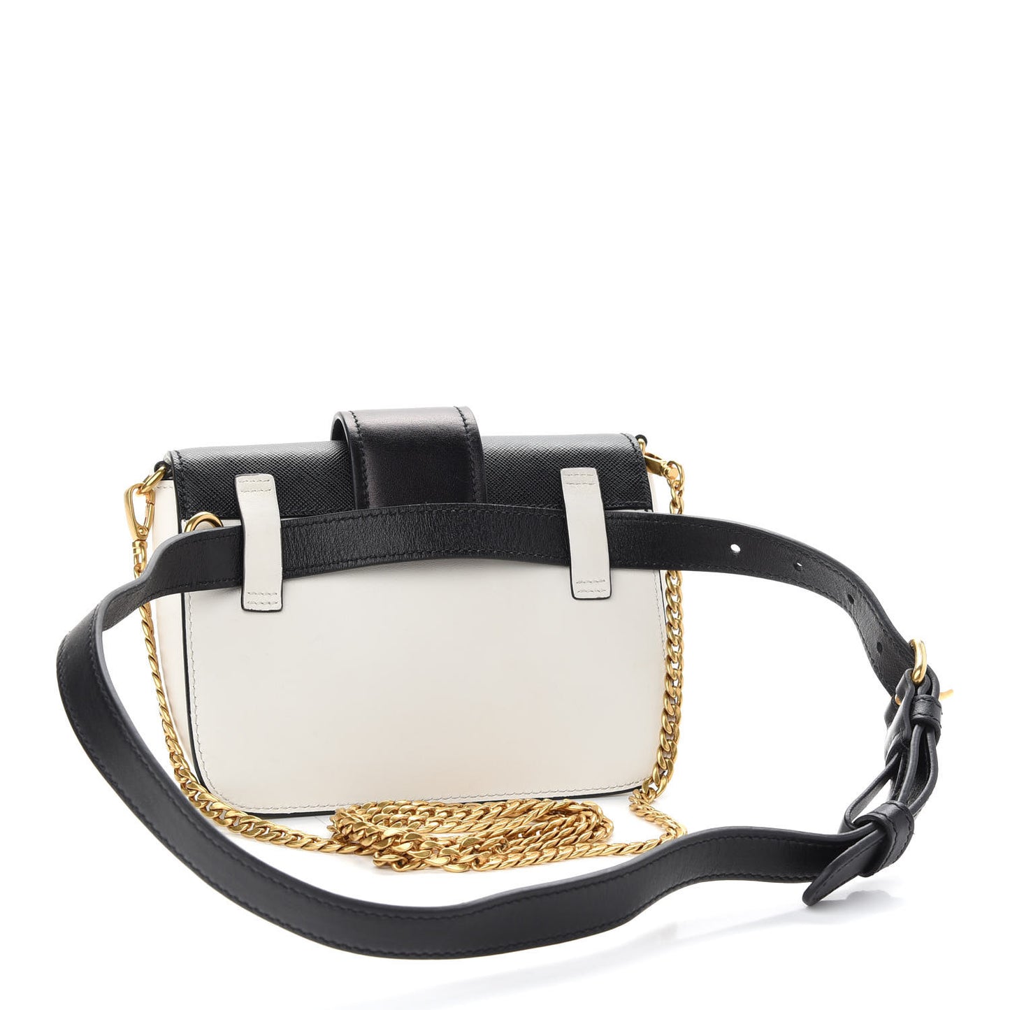 Saffiano City Calf Cahier Belt Bag White Black