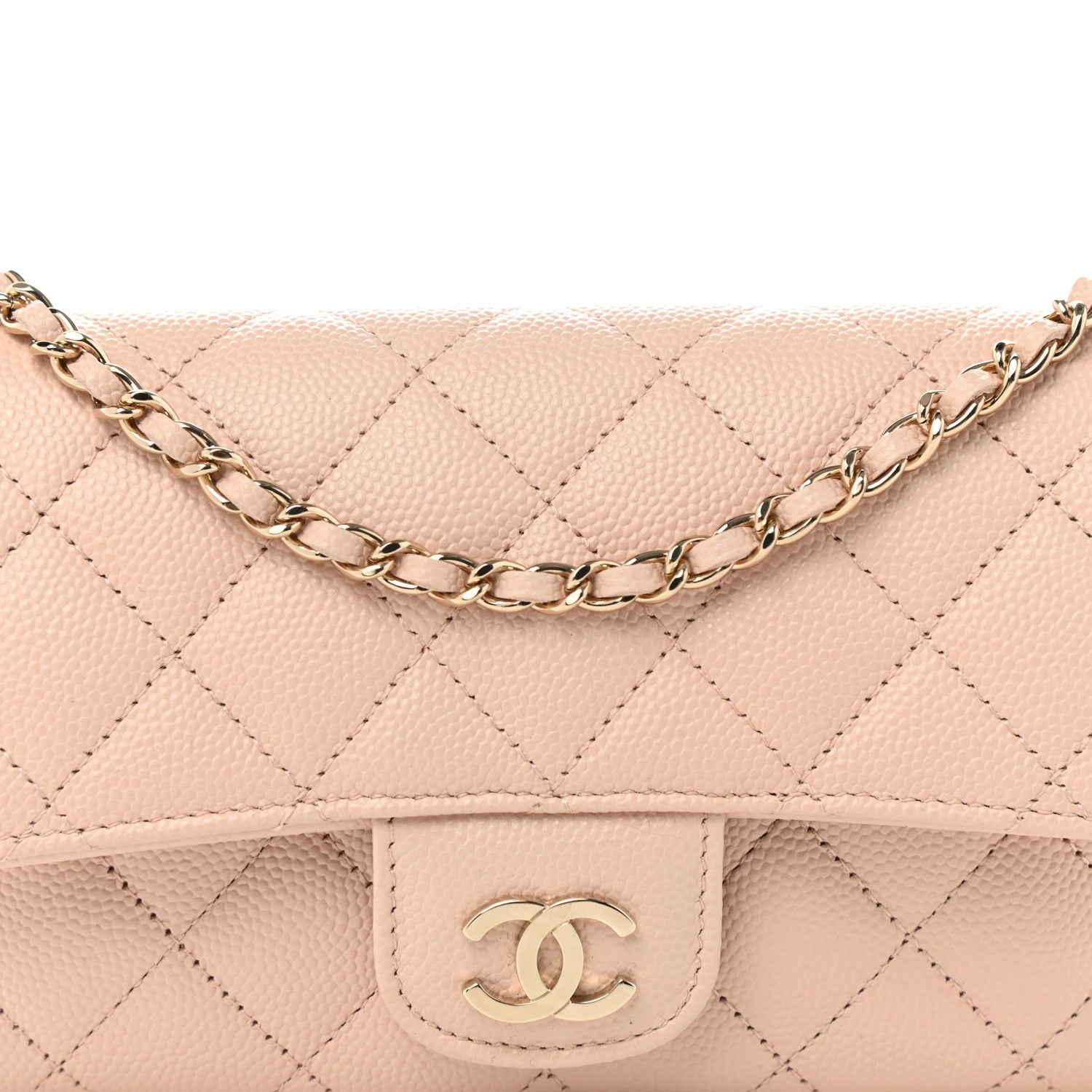 Chanel Caviar Quilted Glasses Case With Chain Beige 9 of 12