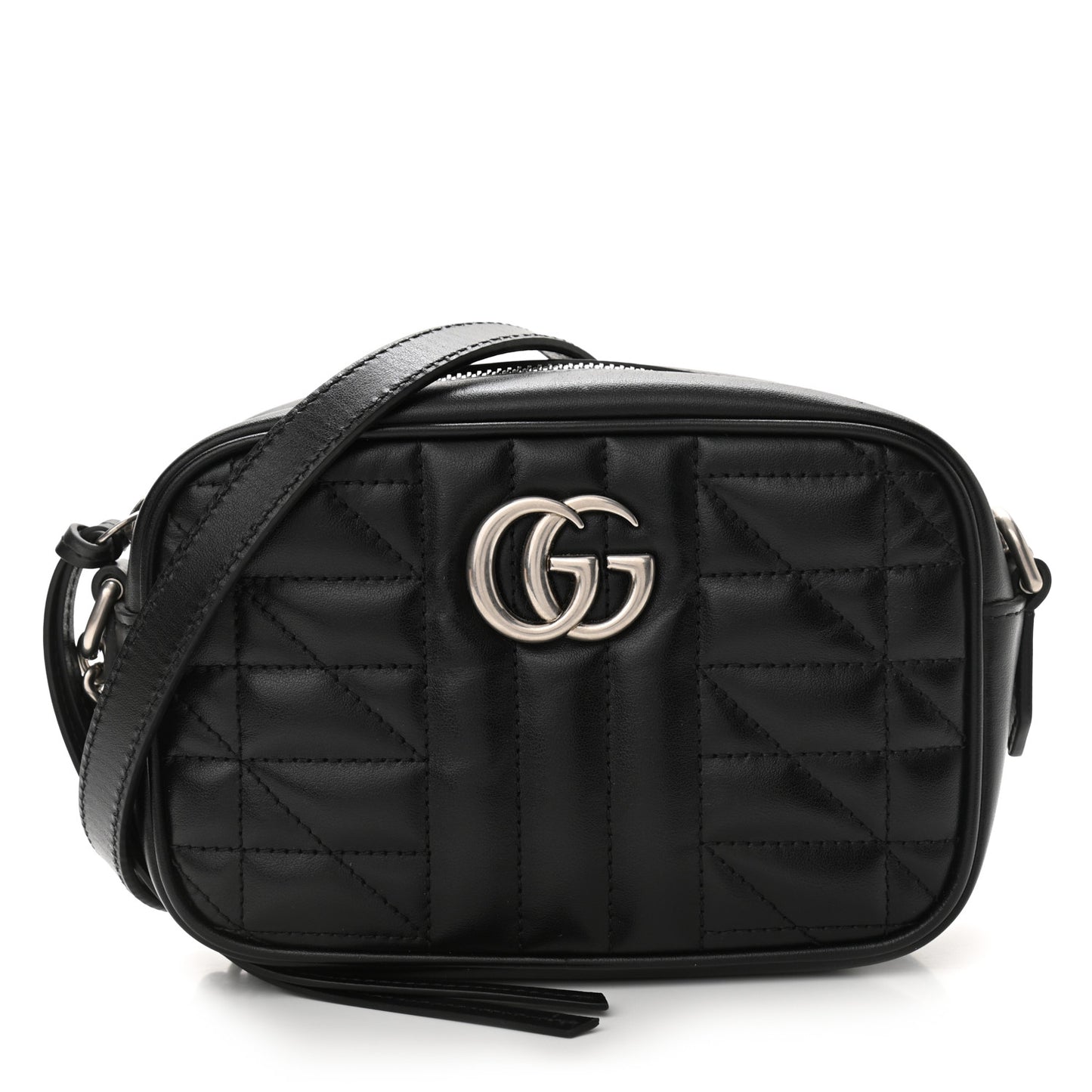 Calfskin Matelasse Aria Mini GG Marmont Chain Shoulder Bag Black