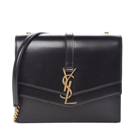 Saint Laurent Smooth Calfskin Monogram Medium Sulpice Shoulder Bag Black 1 of 9
