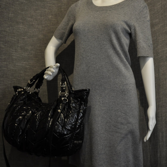 Miu Miu Patent Leather Large Patchwork Tote Black 2 of 11