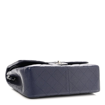 Chanel Caviar Quilted Jumbo Double Flap Navy Blue 3 of 11