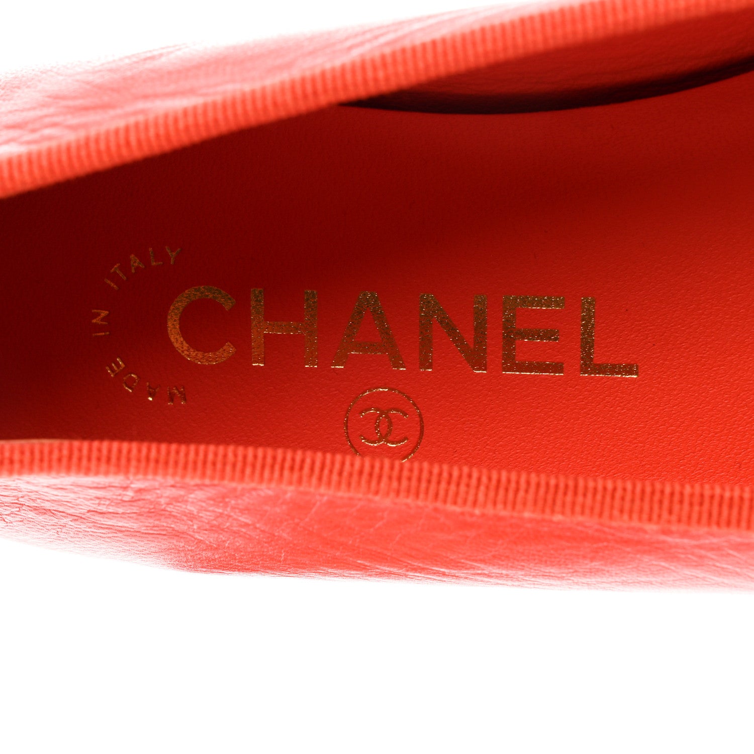 Chanel Goatskin Cap Toe CC Ballerina Flats 37 Orange 6 of 9
