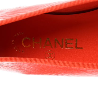 Chanel Goatskin Cap Toe CC Ballerina Flats 37 Orange 6 of 9