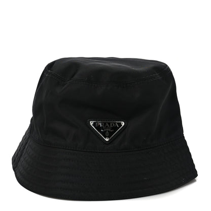 Prada Re-Nylon Metal Triangle Logo Womens Bucket Hat M Black 1 of 7
