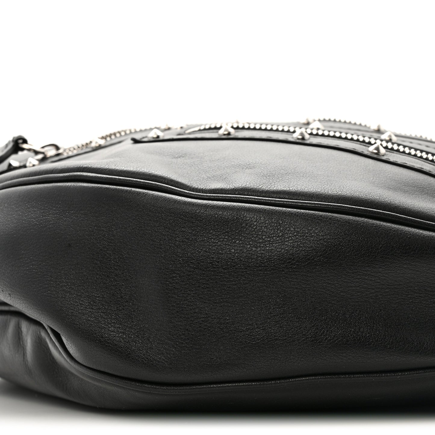 Calfskin Studded Medium Repeat Zip Hobo Black