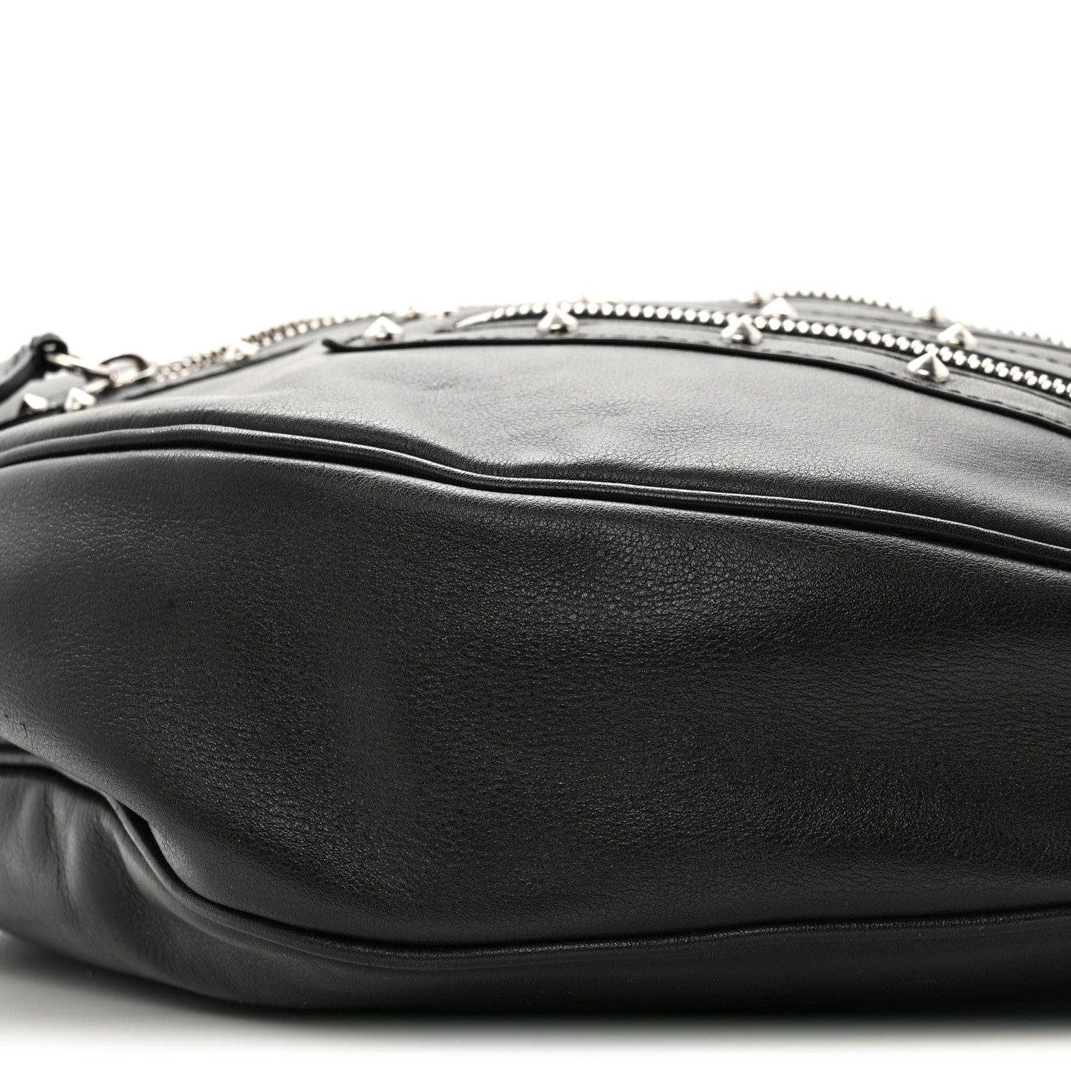 Versace Calfskin Studded Medium Repeat Zip Hobo Black 10 of 14