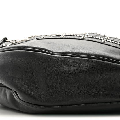 Versace Calfskin Studded Medium Repeat Zip Hobo Black 10 of 14