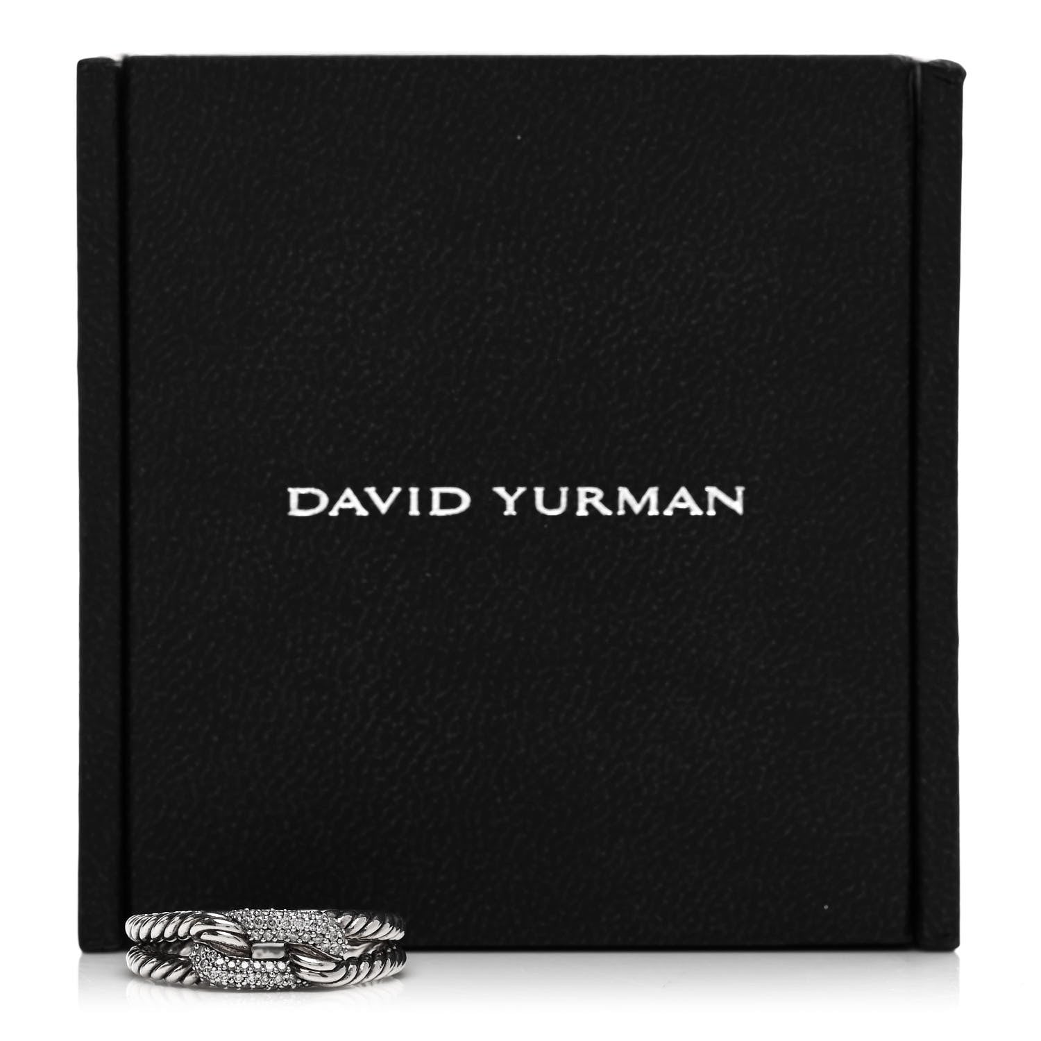 David Yurman Sterling Silver Diamond Pave Petite Single Loop Labyrinth Ring 52 6 5 of 5